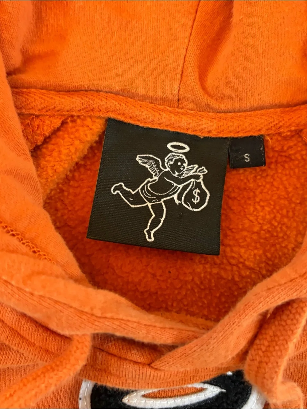 Hasta Muerte Ski Mask Angel Graphic Pullover Hoodie Orange Size Small Streetwear